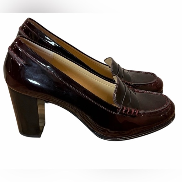 MICHAEL KORS heeled leather loafers 🩷🖤 - Picture 1 of 6